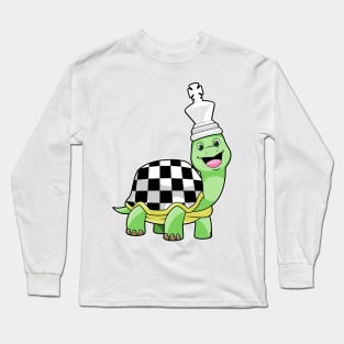 Turtle at Chess with Chess board & King Long Sleeve T-Shirt